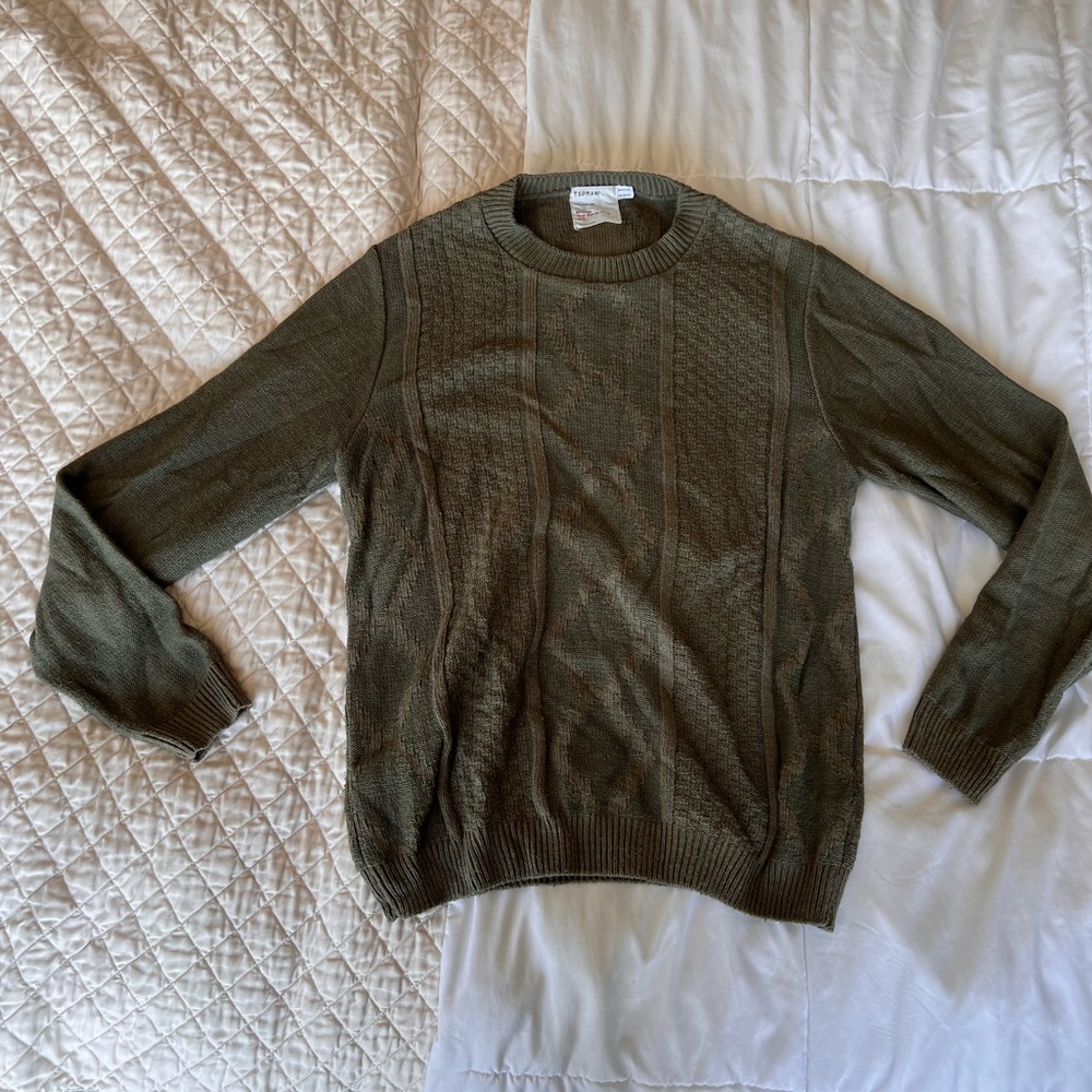 TOPMAN olive cable sweater size M